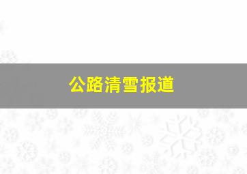 公路清雪报道