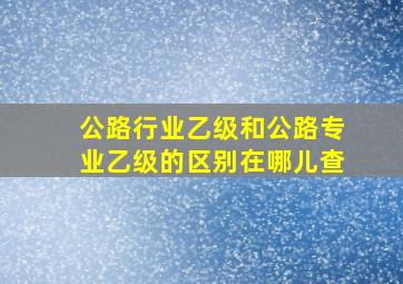 公路行业乙级和公路专业乙级的区别在哪儿查