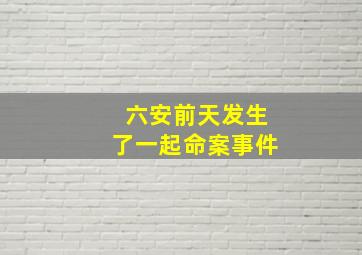 六安前天发生了一起命案事件