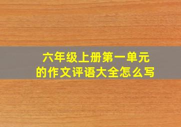 六年级上册第一单元的作文评语大全怎么写