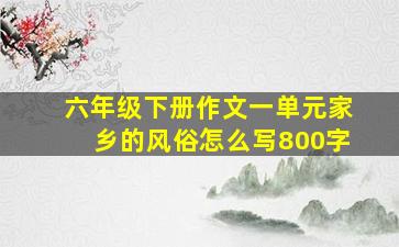 六年级下册作文一单元家乡的风俗怎么写800字