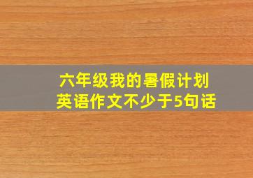 六年级我的暑假计划英语作文不少于5句话