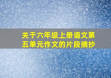 关于六年级上册语文第五单元作文的片段摘抄