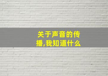 关于声音的传播,我知道什么