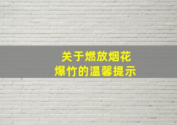 关于燃放烟花爆竹的温馨提示