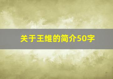 关于王维的简介50字