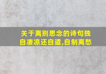 关于离别思念的诗句独自凄凉还自遣,自制离愁