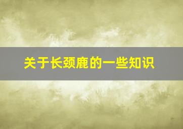 关于长颈鹿的一些知识