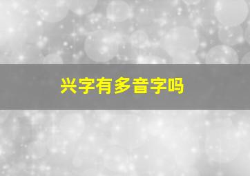 兴字有多音字吗