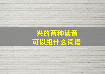 兴的两种读音可以组什么词语