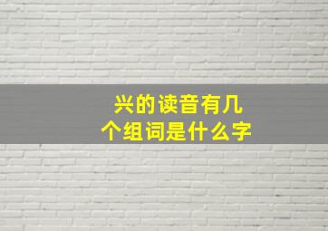 兴的读音有几个组词是什么字