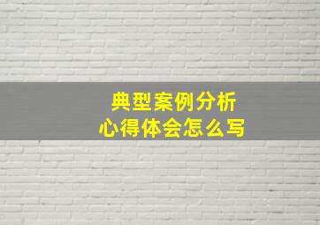 典型案例分析心得体会怎么写