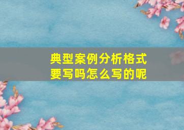 典型案例分析格式要写吗怎么写的呢