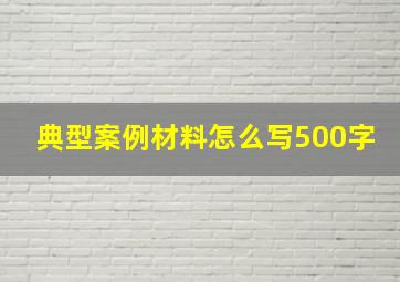 典型案例材料怎么写500字