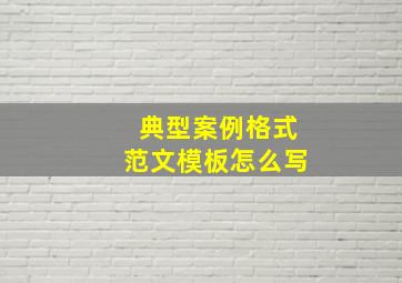 典型案例格式范文模板怎么写