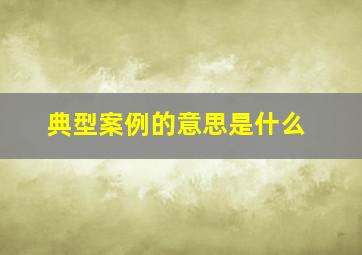 典型案例的意思是什么