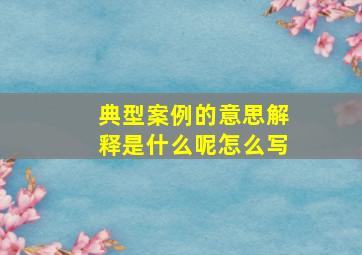 典型案例的意思解释是什么呢怎么写