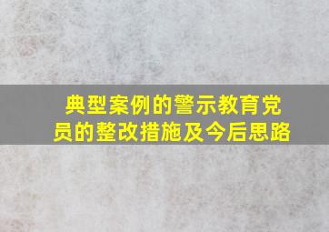 典型案例的警示教育党员的整改措施及今后思路