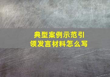 典型案例示范引领发言材料怎么写