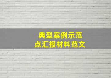 典型案例示范点汇报材料范文