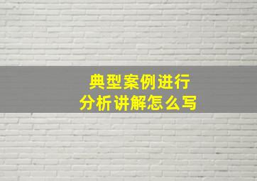 典型案例进行分析讲解怎么写