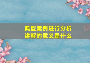 典型案例进行分析讲解的意义是什么