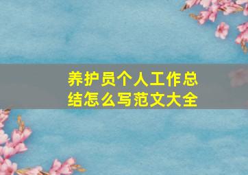 养护员个人工作总结怎么写范文大全