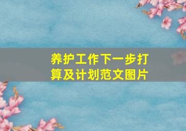 养护工作下一步打算及计划范文图片