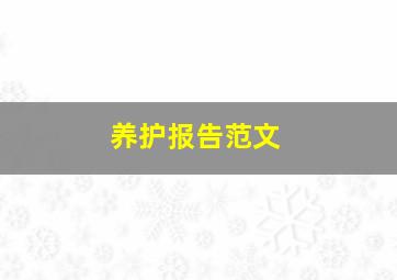 养护报告范文