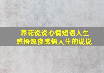 养花说说心情短语人生感悟深夜感悟人生的说说