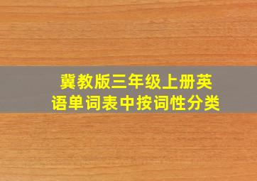 冀教版三年级上册英语单词表中按词性分类