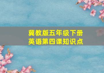 冀教版五年级下册英语第四课知识点