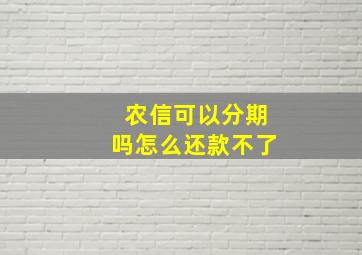 农信可以分期吗怎么还款不了