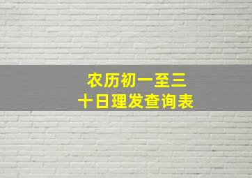 农历初一至三十日理发查询表