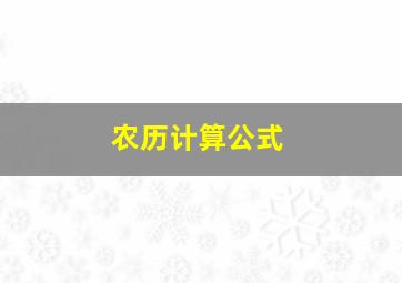 农历计算公式