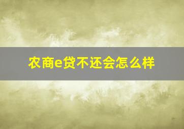 农商e贷不还会怎么样