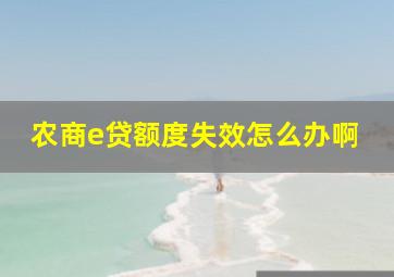 农商e贷额度失效怎么办啊