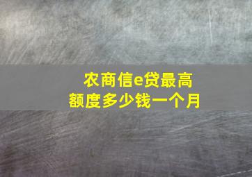 农商信e贷最高额度多少钱一个月