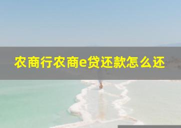 农商行农商e贷还款怎么还