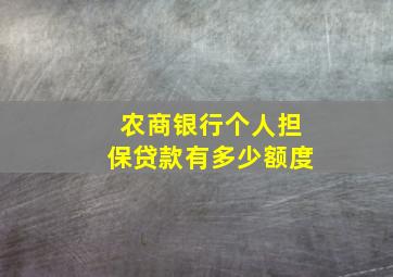 农商银行个人担保贷款有多少额度