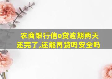 农商银行信e贷逾期两天还完了,还能再贷吗安全吗