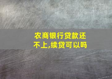 农商银行贷款还不上,续贷可以吗