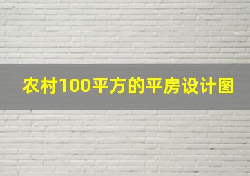 农村100平方的平房设计图