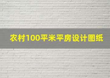 农村100平米平房设计图纸