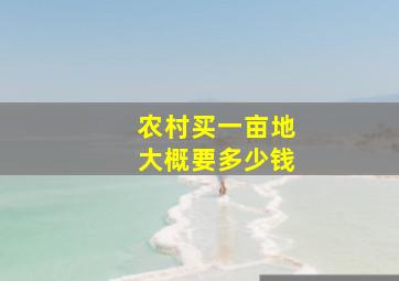 农村买一亩地大概要多少钱