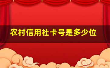 农村信用社卡号是多少位