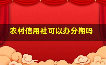 农村信用社可以办分期吗