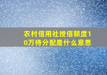 农村信用社授信额度10万待分配是什么意思