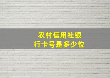 农村信用社银行卡号是多少位