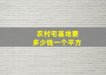 农村宅基地要多少钱一个平方